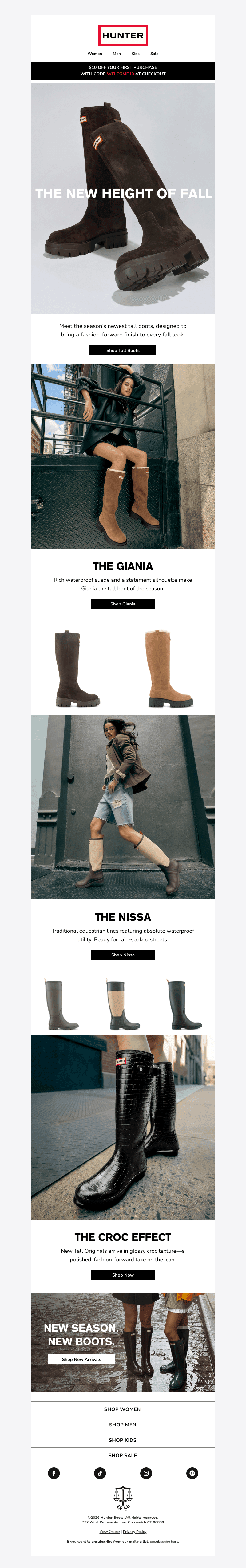 Hunter Boots email from Sun, Oct 25, 2026