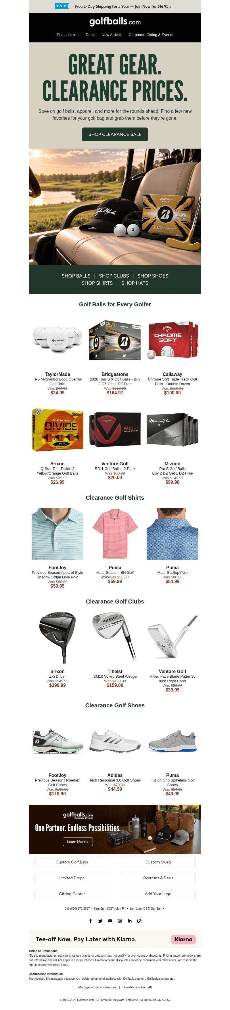 Golfballs email from Sun, Oct 25, 2026