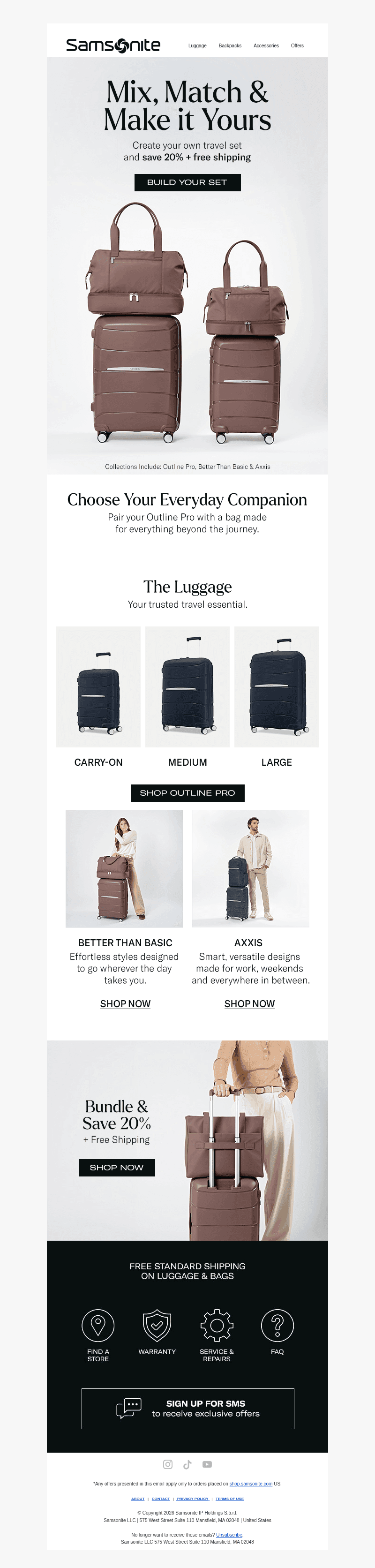 Samsonite email from Sun, Oct 25, 2026