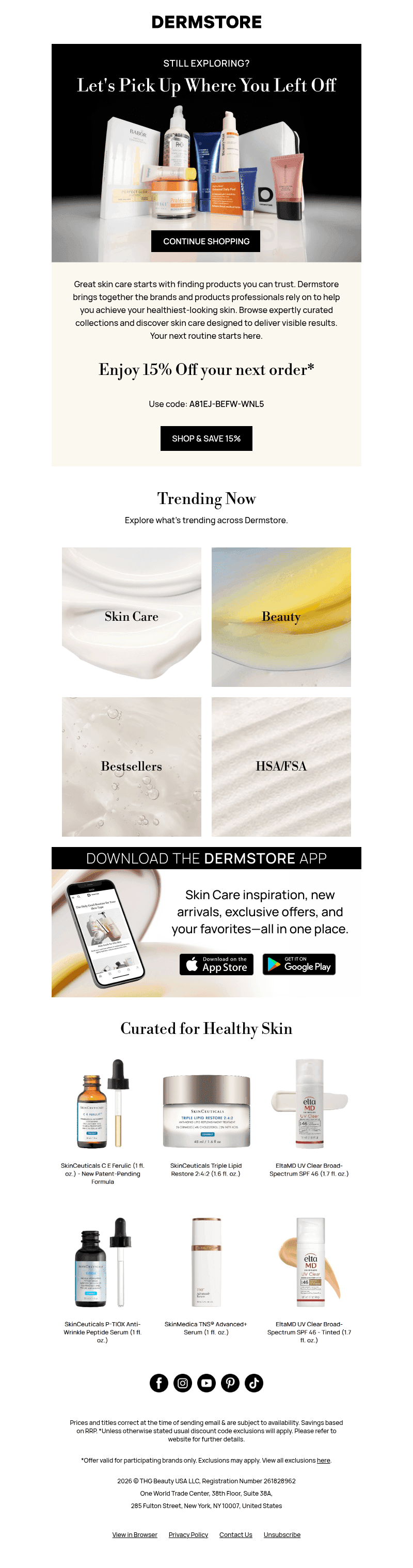 DermStore email from Sun, Oct 25, 2026