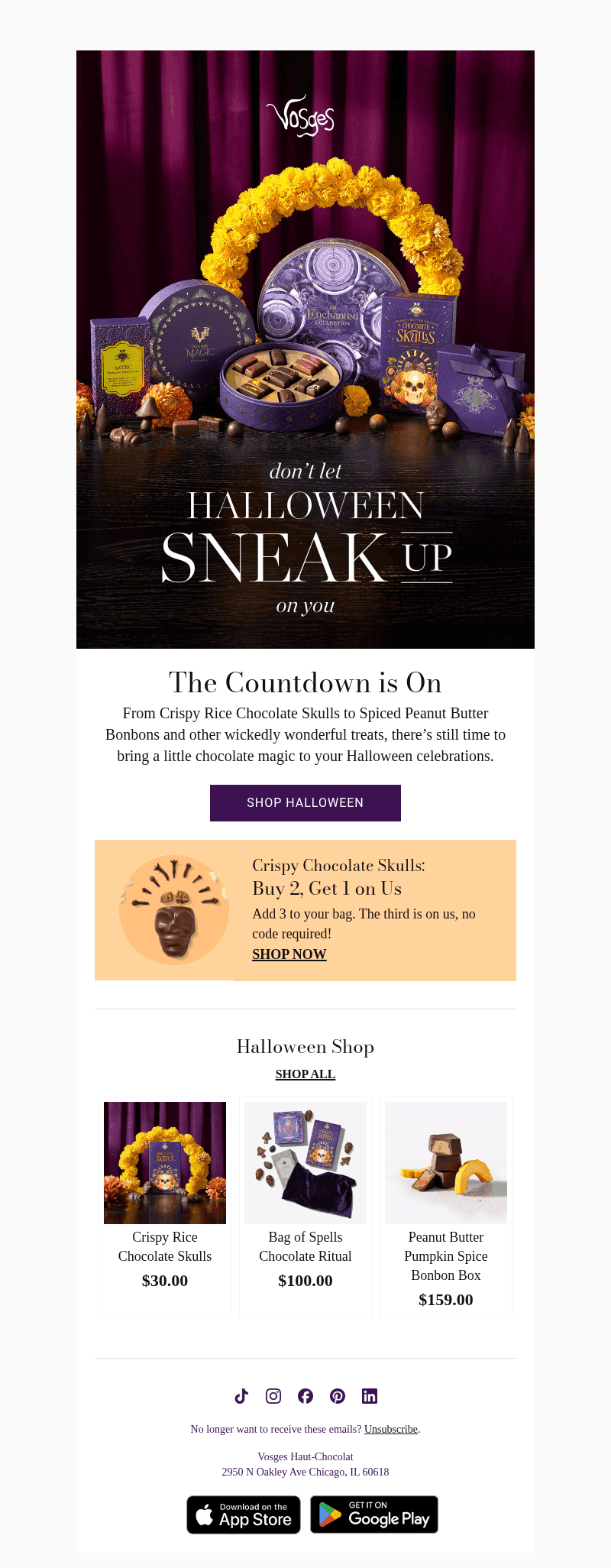 Vosges Haut-Chocolat email from Sun, Oct 25, 2026