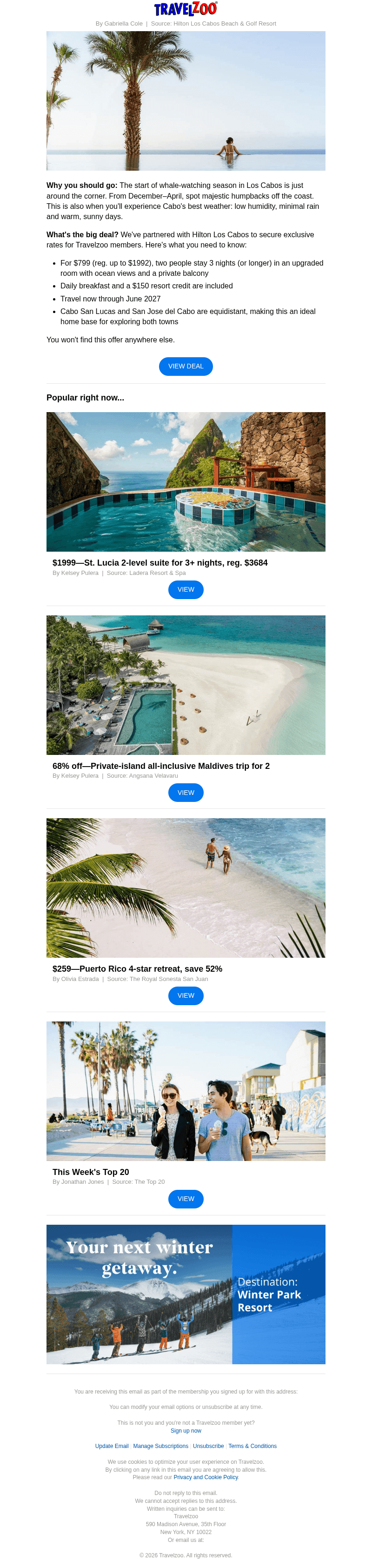 Travelzoo email from Sun, Oct 25, 2026