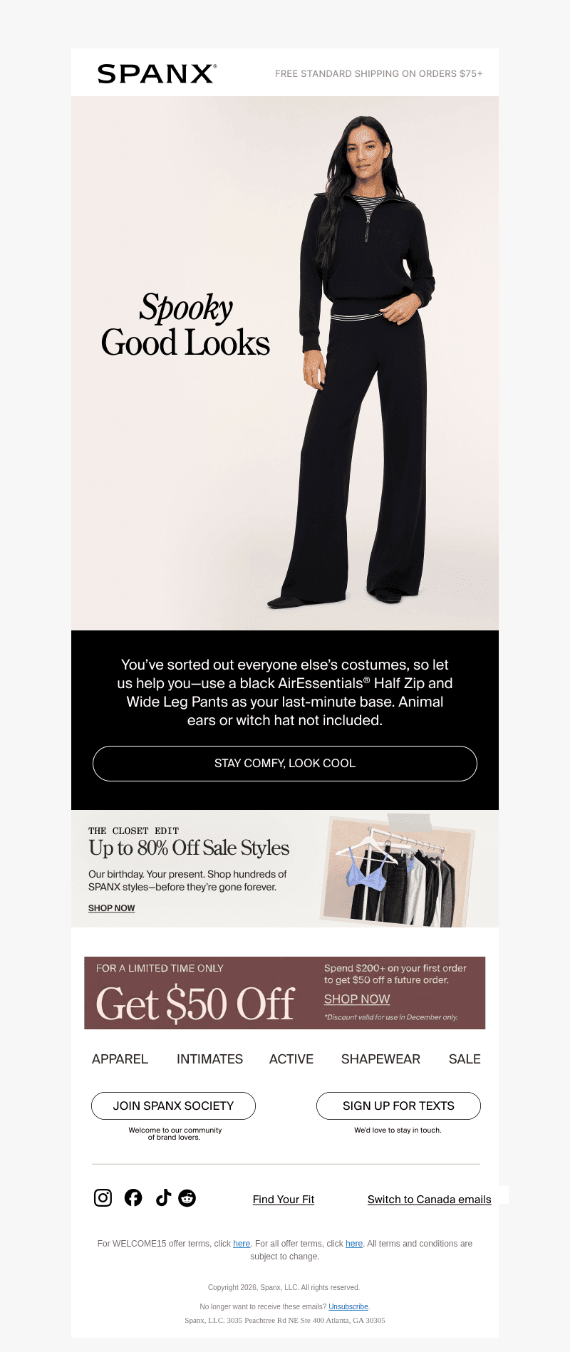 Spanx email from Sun, Oct 25, 2026