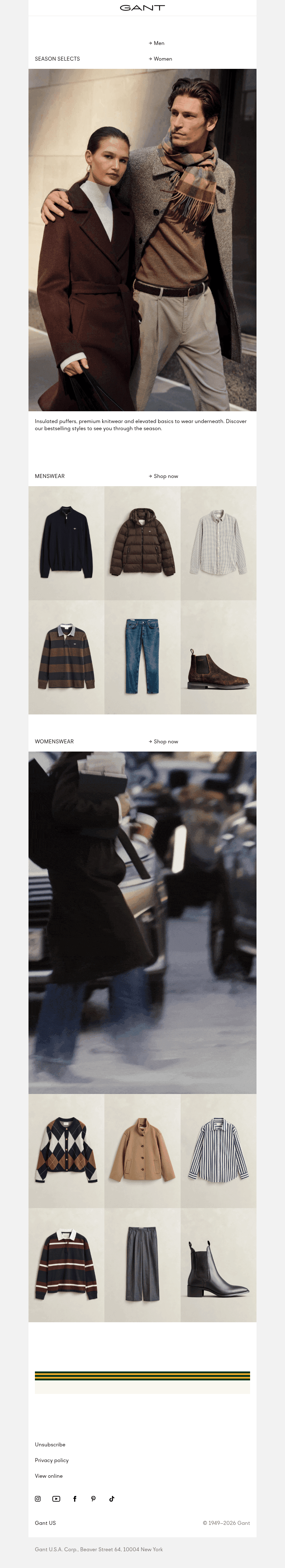GANT email from Sun, Oct 25, 2026