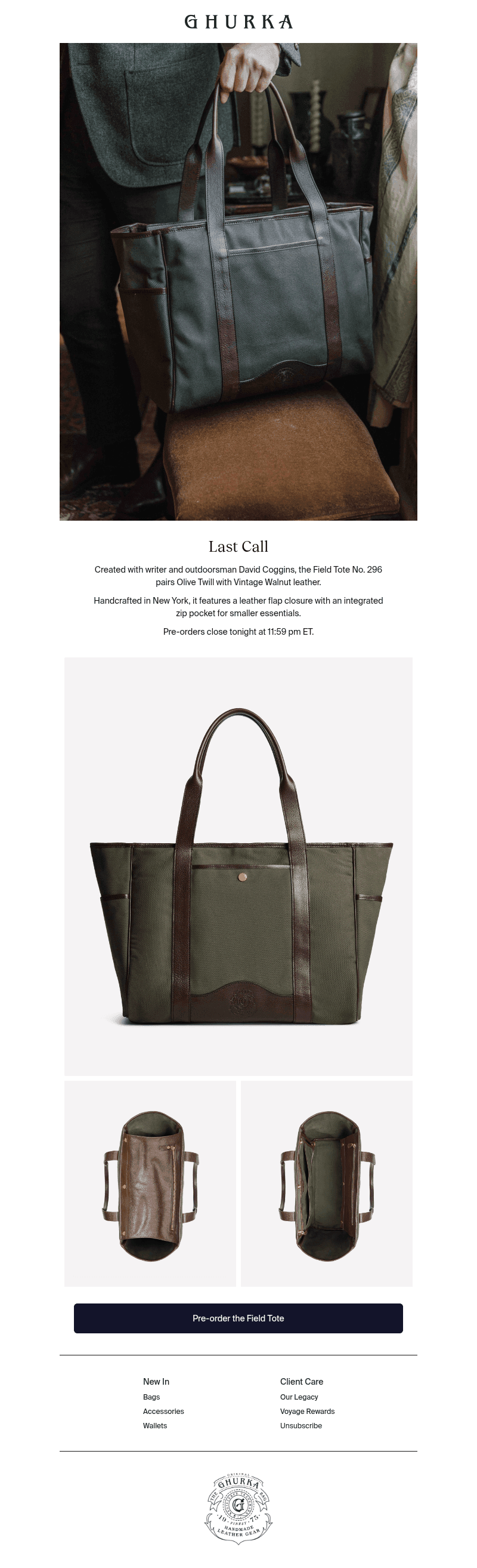 Field Tote Pre-Orders Close Tonight