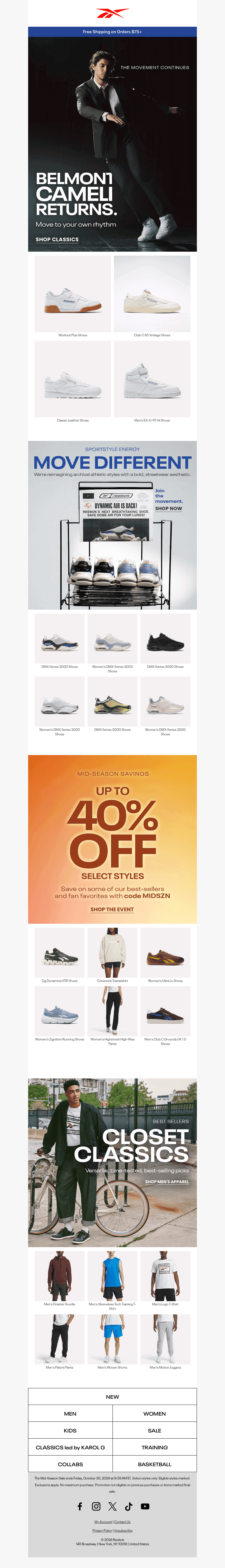 Reebok email from Sun, Oct 25, 2026