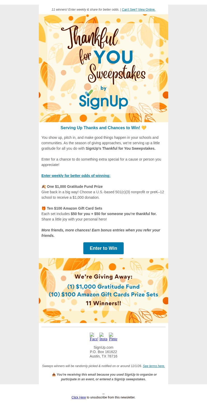 SignUp.com email from Sun, Oct 25, 2026