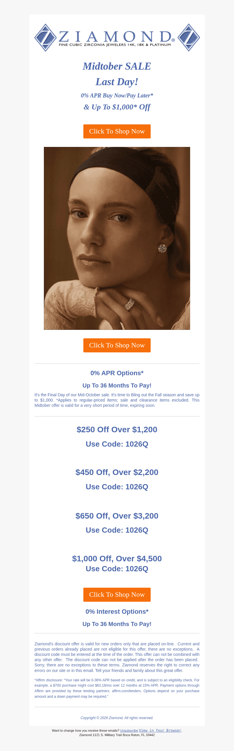 Ziamond email from Sun, Oct 25, 2026