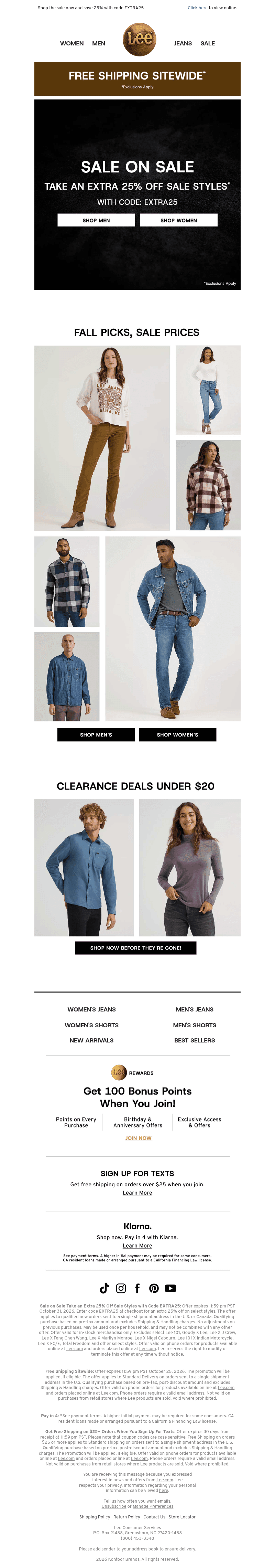 Lee Jeans email from Sun, Oct 25, 2026