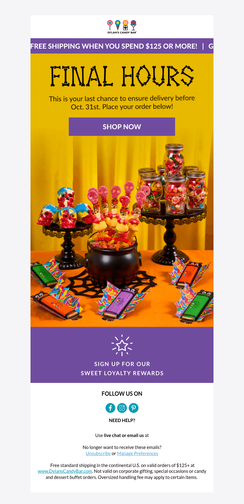Dylan's Candy Bar email from Sun, Oct 25, 2026