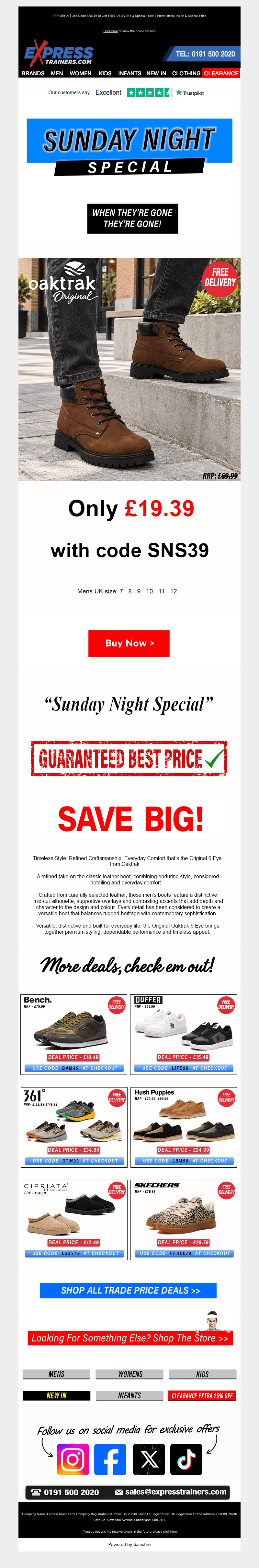 Express Trainers email from Sun, Oct 25, 2026