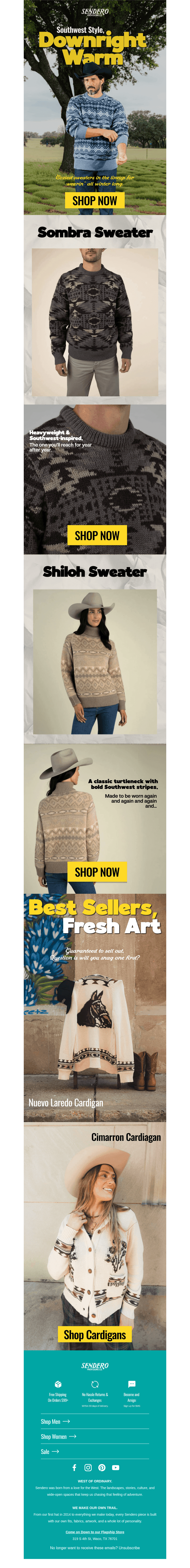 Sendero Provisions Co. email from Sun, Oct 25, 2026