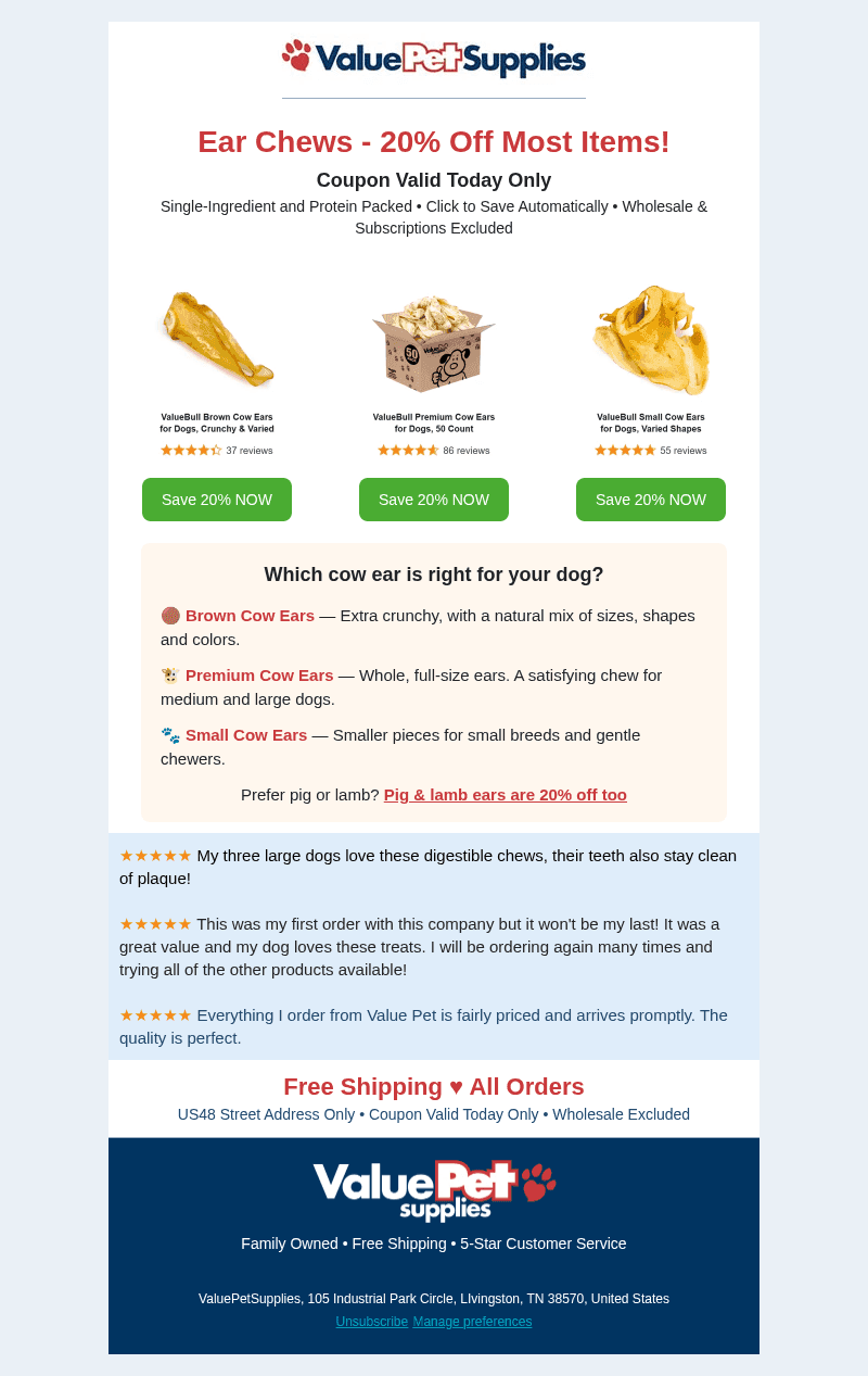 ValuePetSupplies email from Sun, Oct 25, 2026