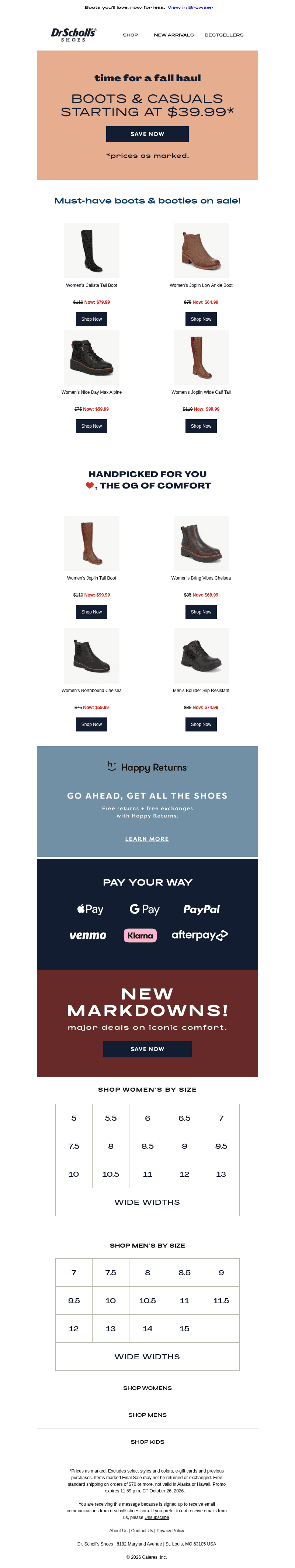 Dr. Scholls Shoes email from Sun, Oct 25, 2026