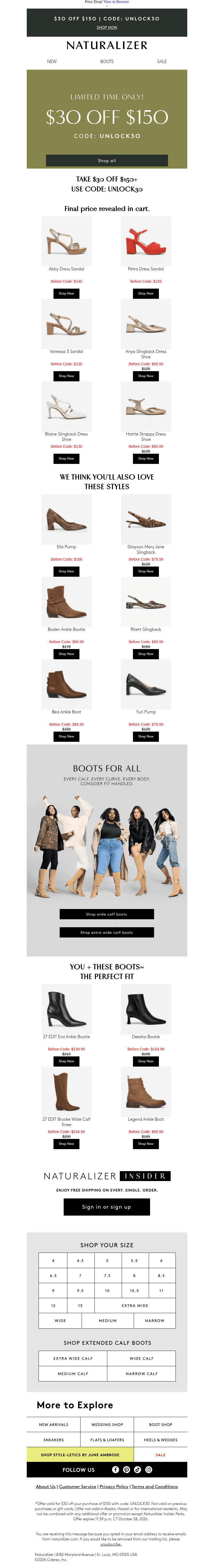 Naturalizer email from Sun, Oct 25, 2026