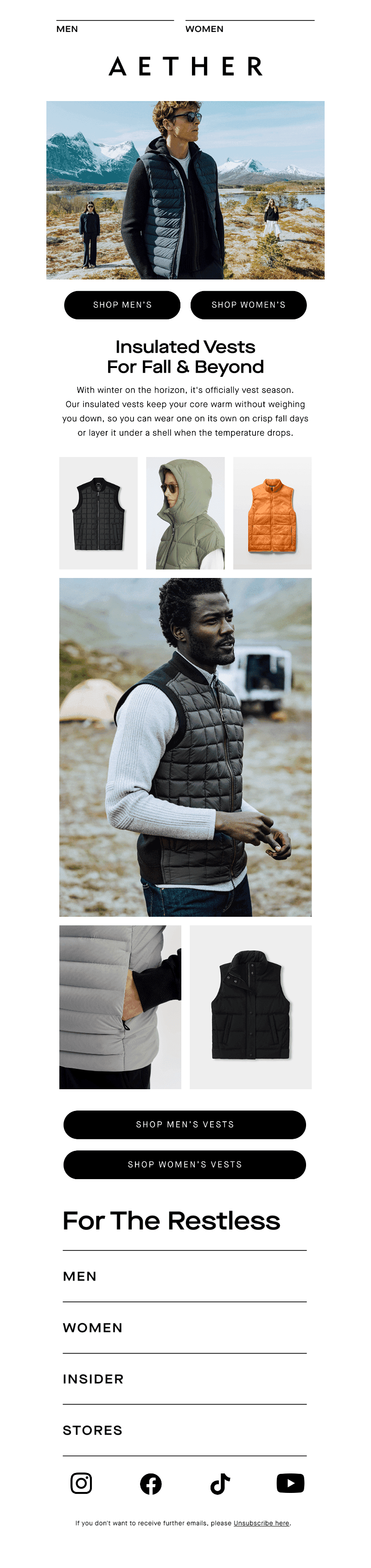 AETHER Apparel email from Sun, Oct 25, 2026