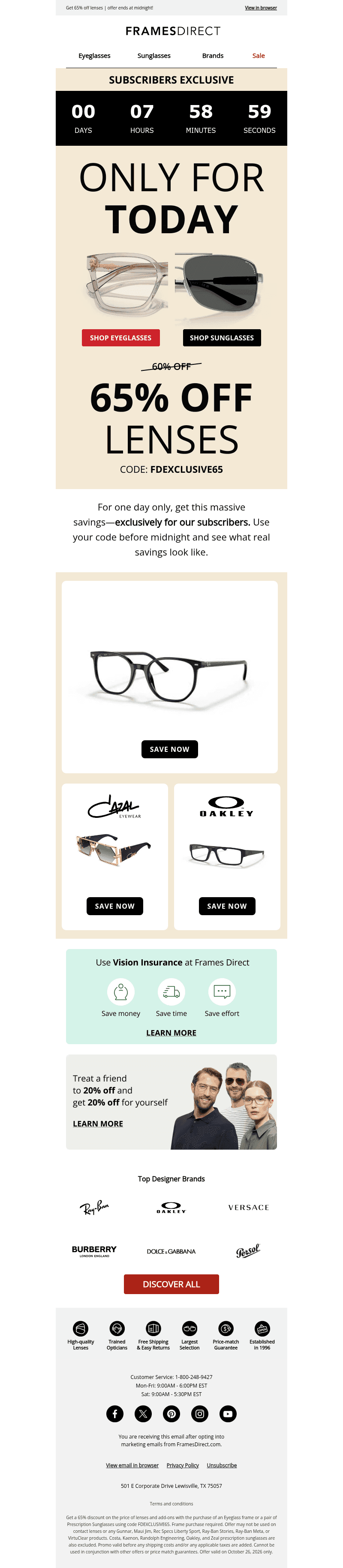 FramesDirect email from Sun, Oct 25, 2026
