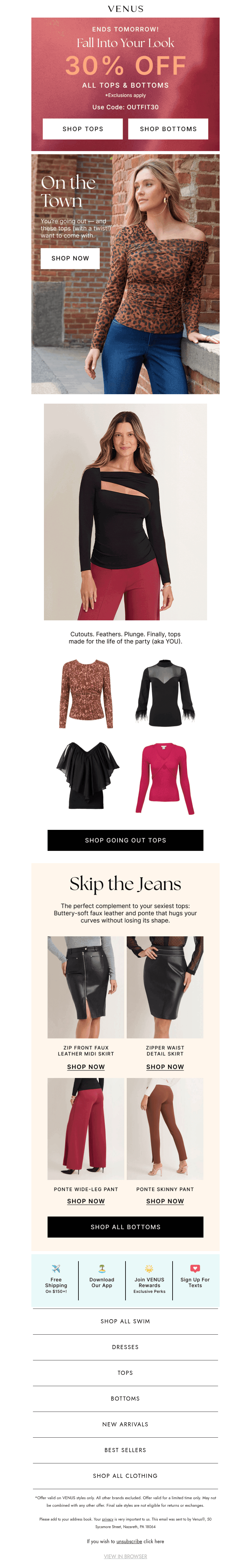 VENUS Fashion email from Sun, Oct 25, 2026