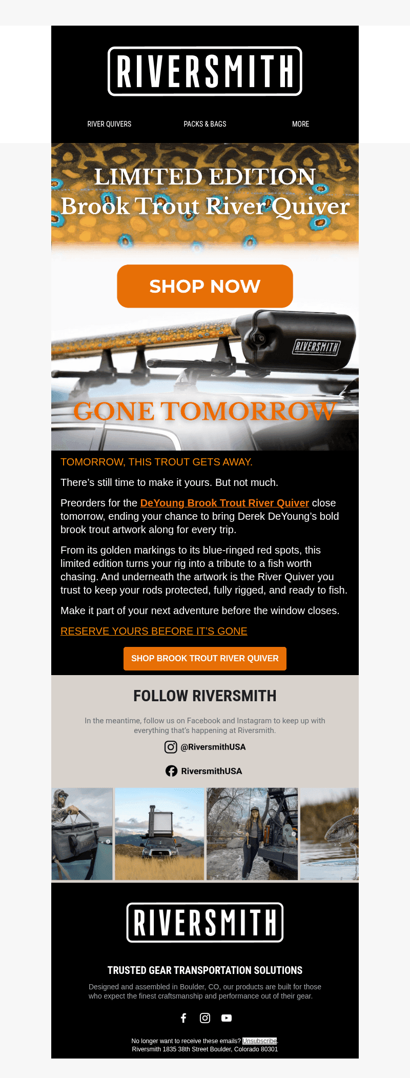 Brook Trout River Quiver Gone Tomorrow