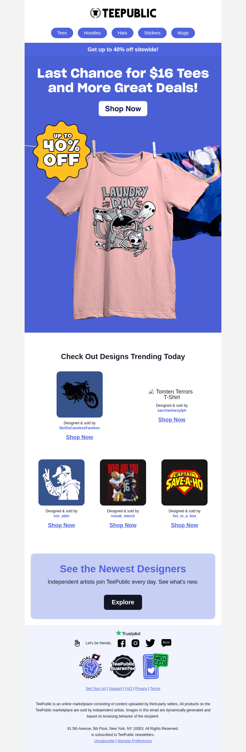 TeePublic email from Sun, Oct 25, 2026