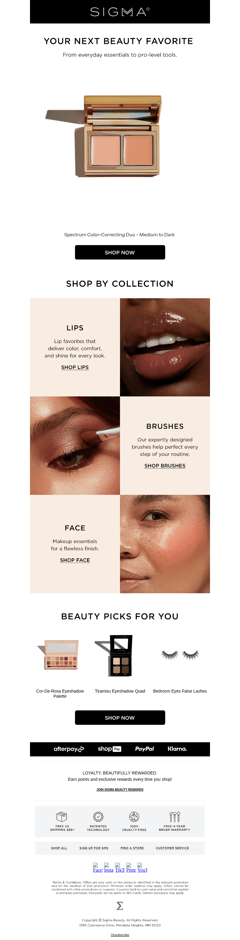 Sigma Beauty email from Sun, Oct 25, 2026