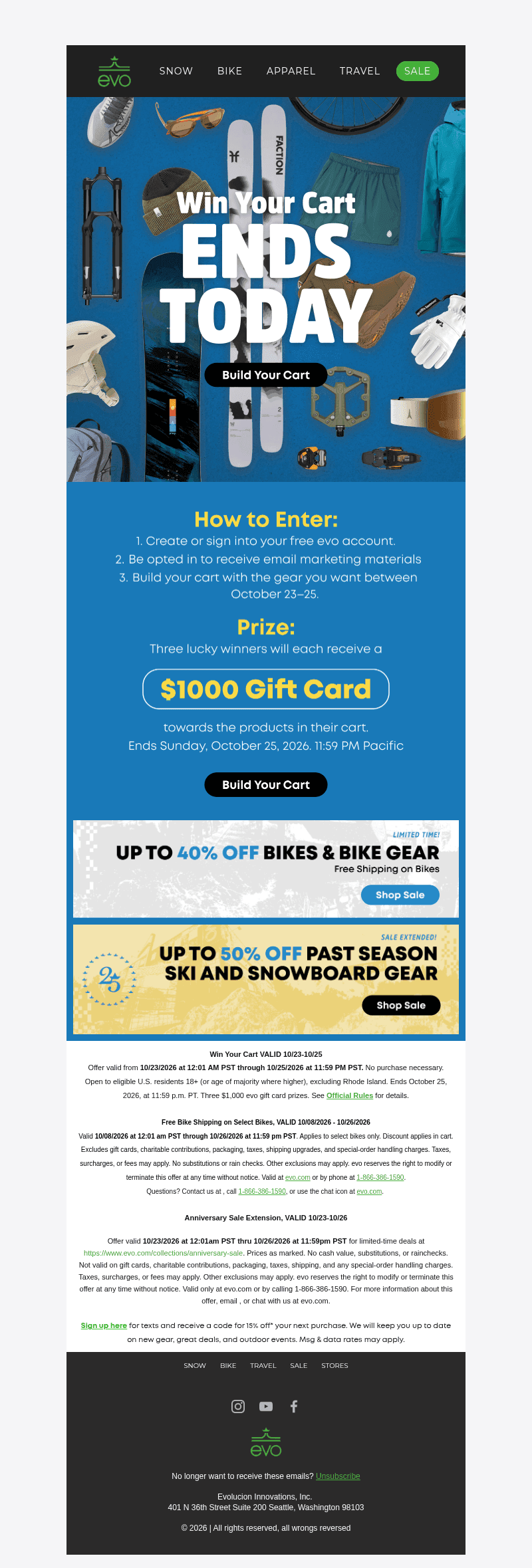 evo email from Sun, Oct 25, 2026