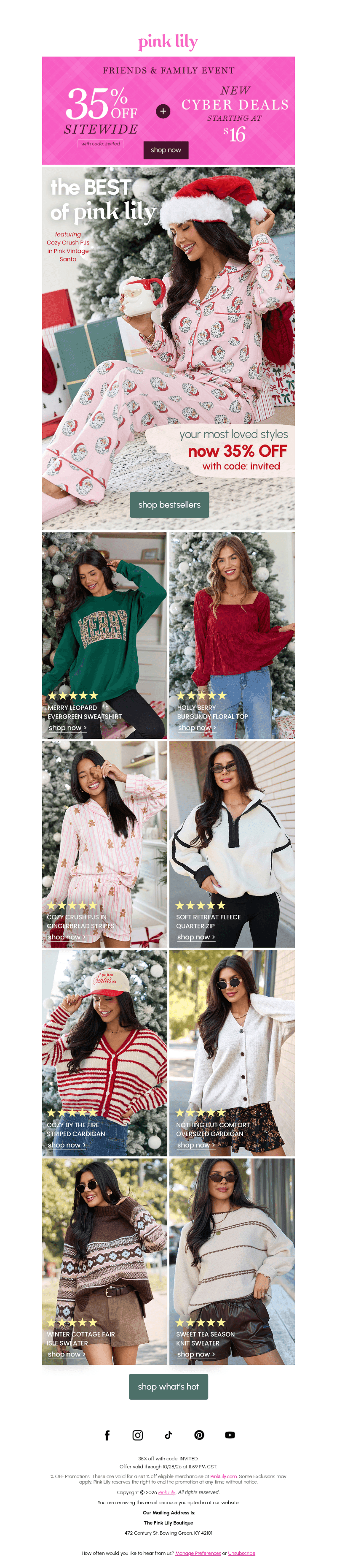 The Pink Lily Boutique email from Sun, Oct 25, 2026
