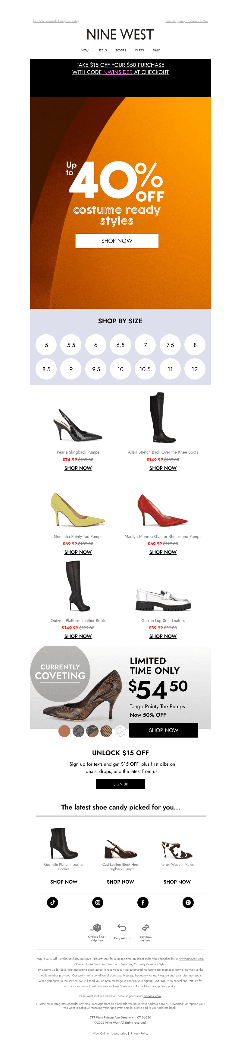 Nine West email from Sun, Oct 25, 2026