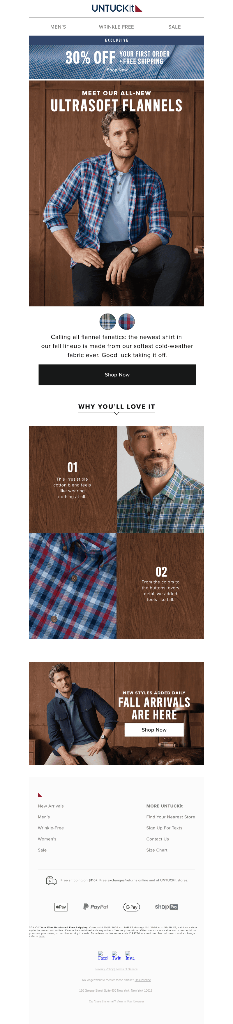 UNTUCKit email from Sun, Oct 25, 2026
