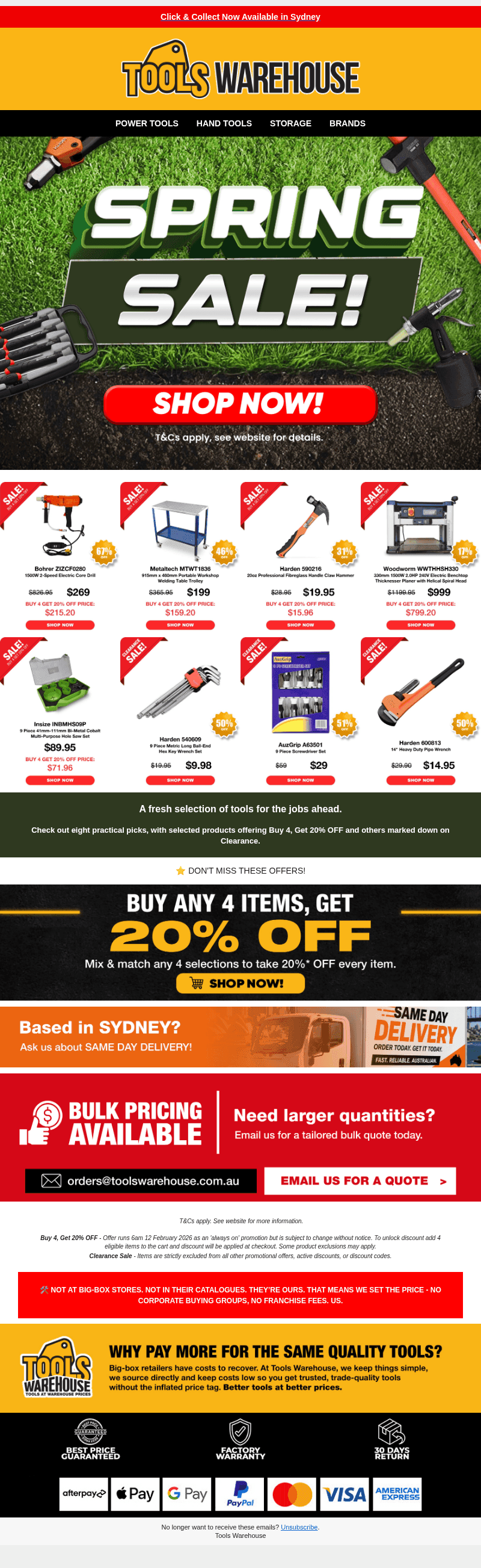 Tools Warehouse email from Sun, Oct 25, 2026
