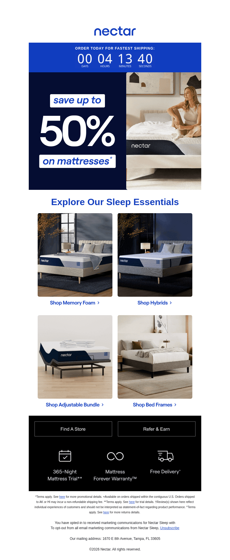 Nectar Sleep email from Sun, Oct 25, 2026