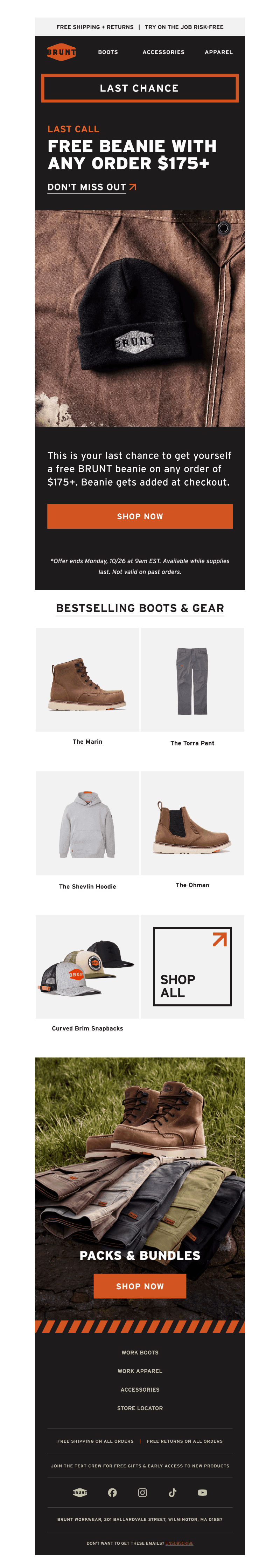BRUNT Workwear email from Mon, Oct 26, 2026