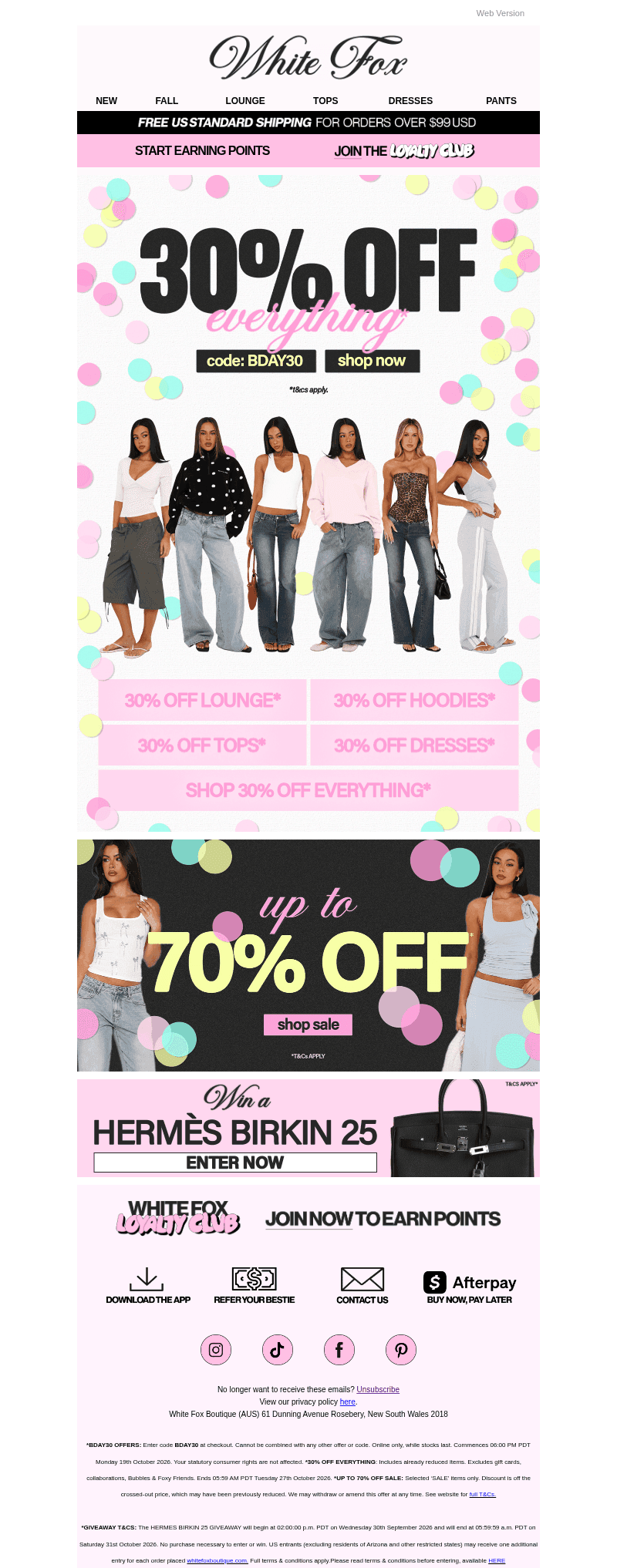 White Fox Boutique email from Mon, Oct 26, 2026