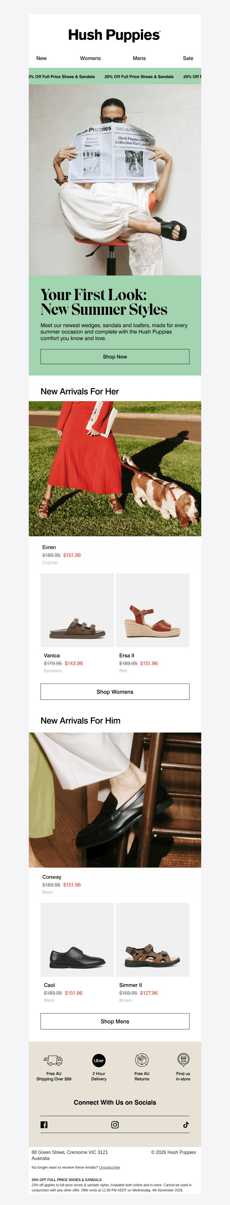 Hush Puppies AU email from Mon, Oct 26, 2026