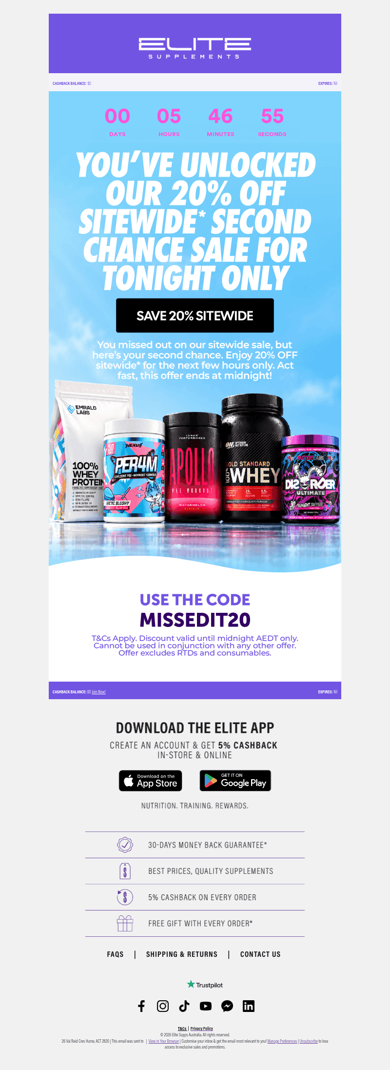 💥 SECOND CHANCE: 20% OFF SITEWIDE