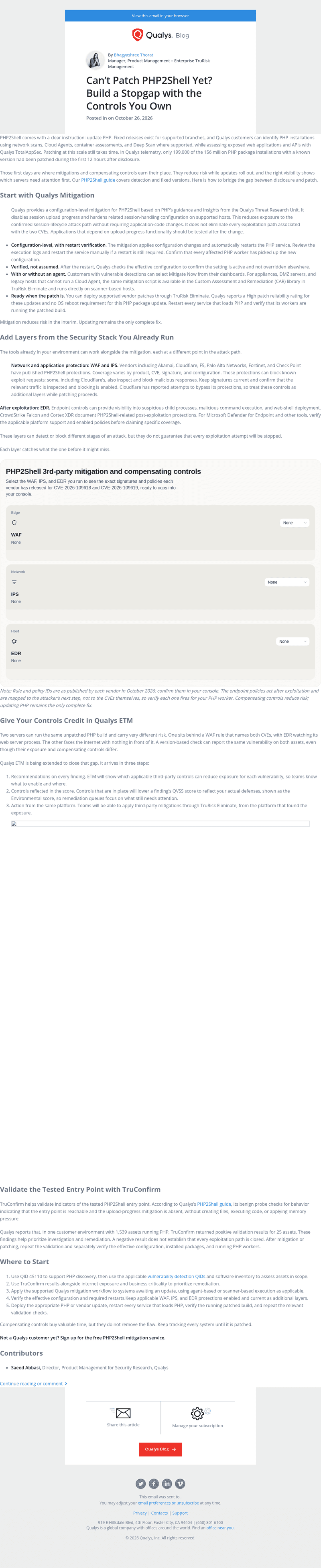 Qualys email from Mon, Oct 26, 2026