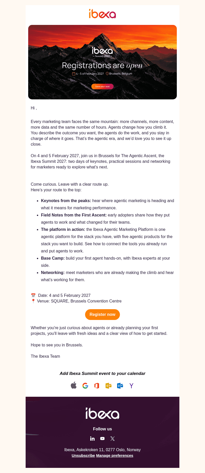 Ibexa email from Mon, Oct 26, 2026