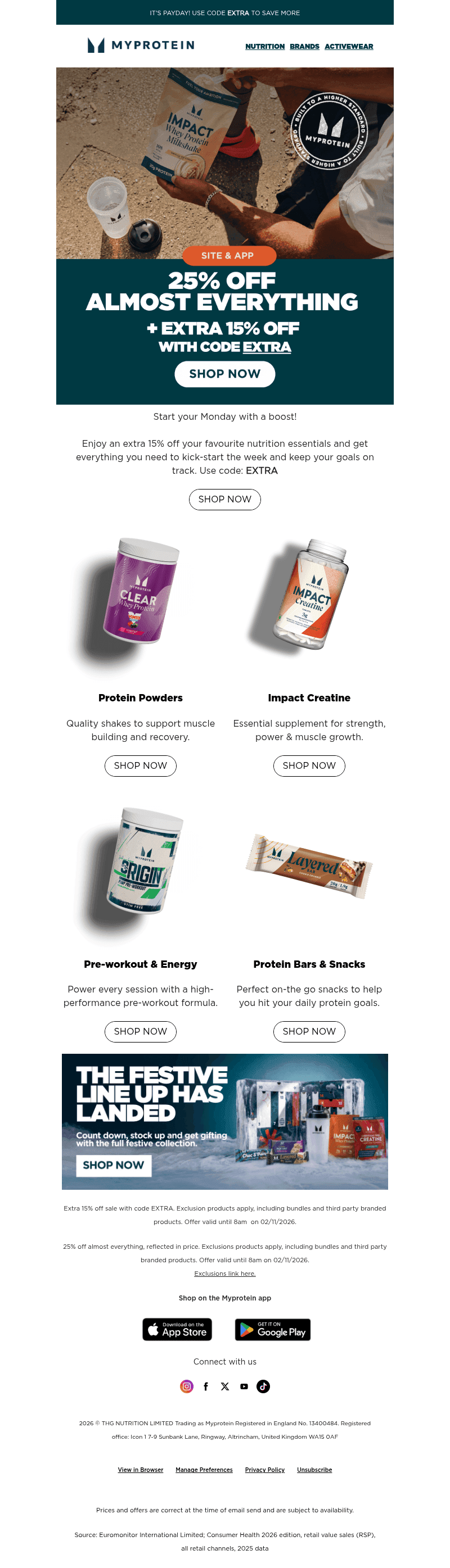 Myprotein email from Mon, Oct 26, 2026