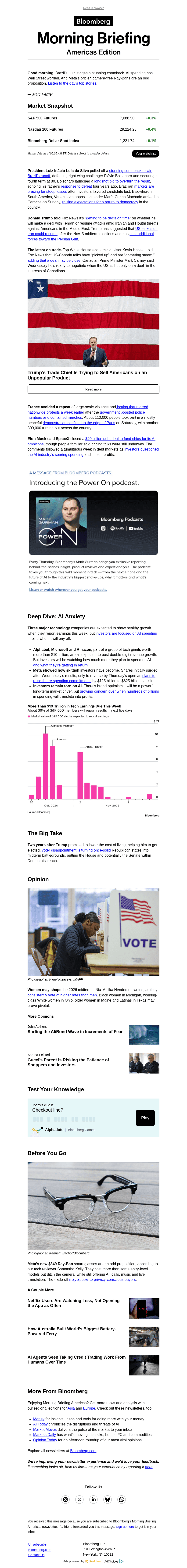 Bloomberg email from Mon, Oct 26, 2026