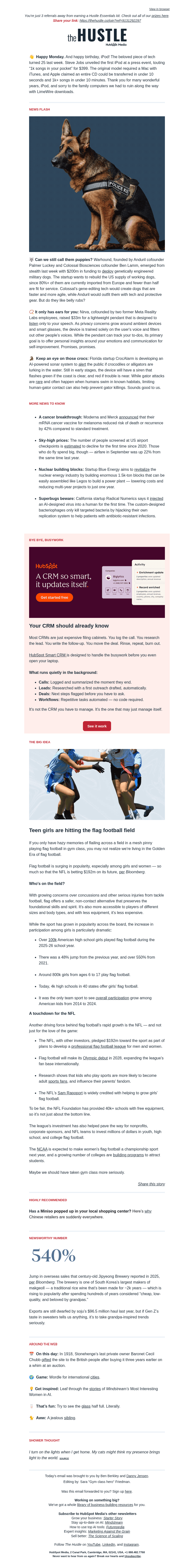 The Hustle email from Mon, Oct 26, 2026
