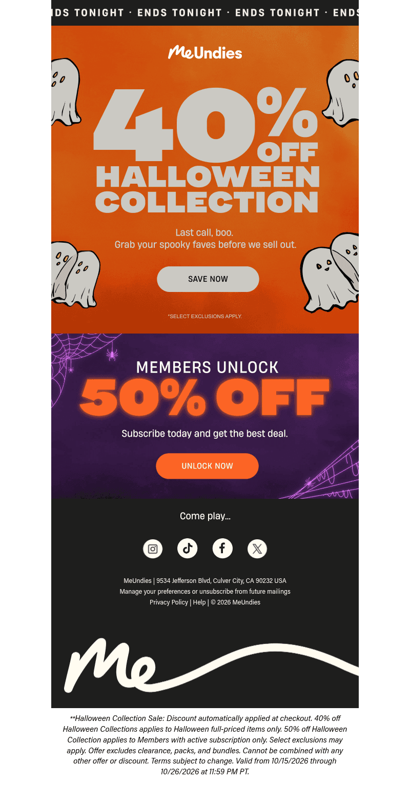 MeUndies email from Mon, Oct 26, 2026