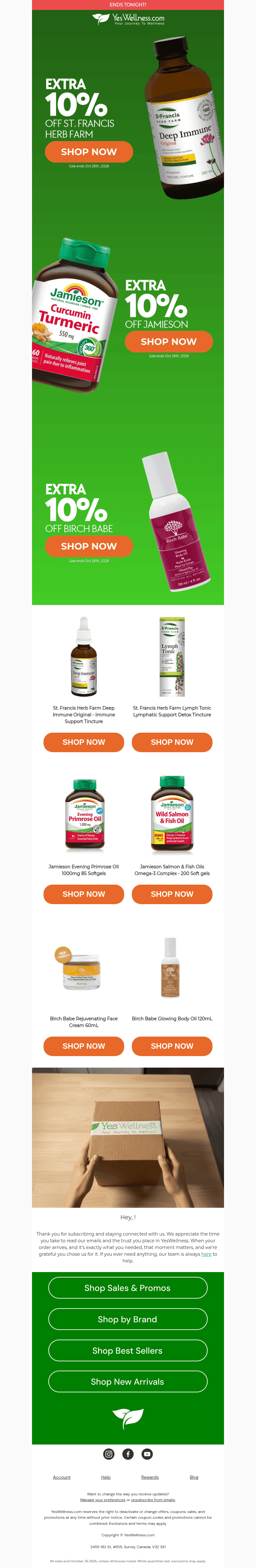 YesWellness.com email from Mon, Oct 26, 2026