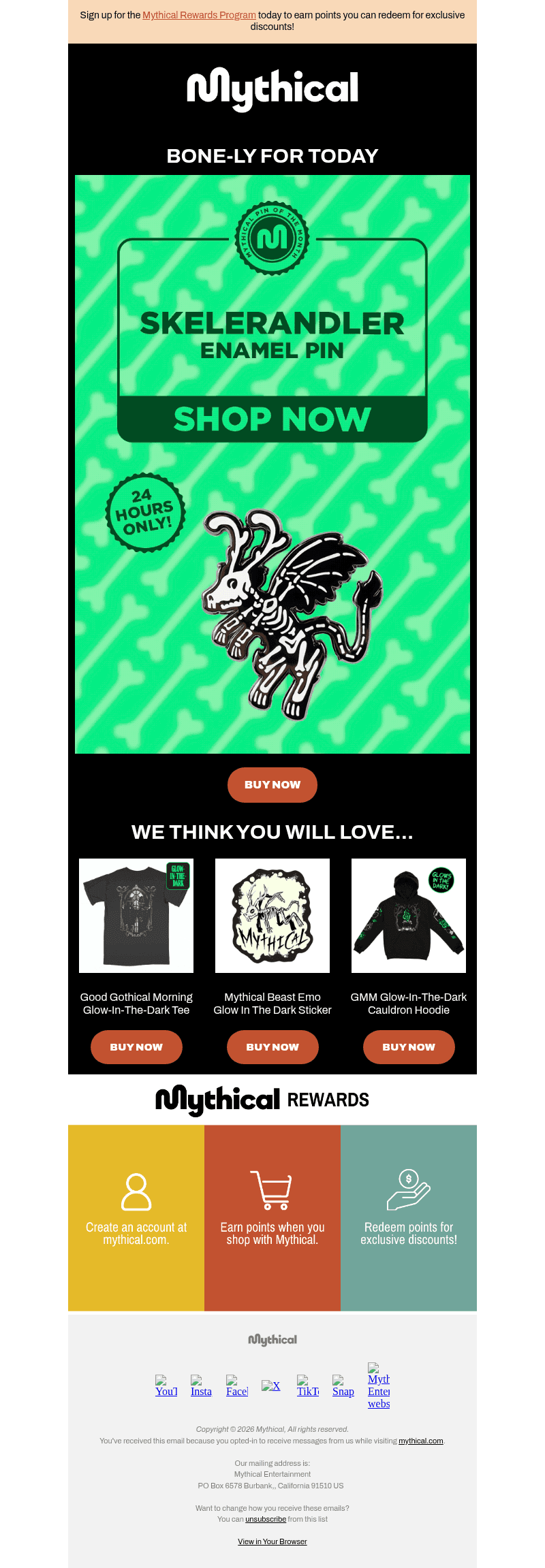 Mythical Store email from Mon, Oct 26, 2026