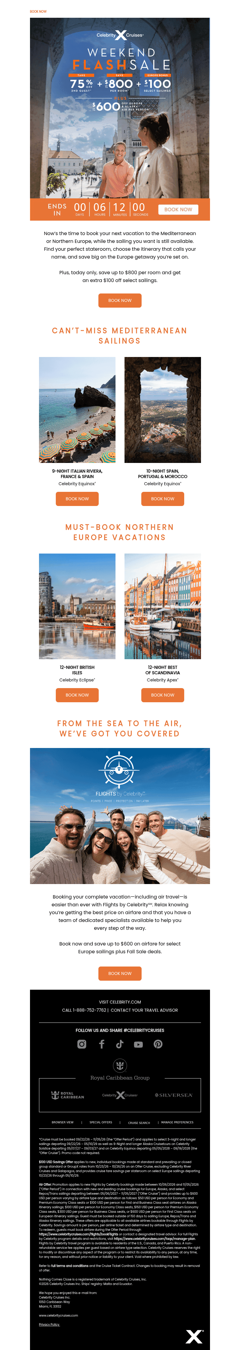 Celebrity Cruises email from Mon, Oct 26, 2026