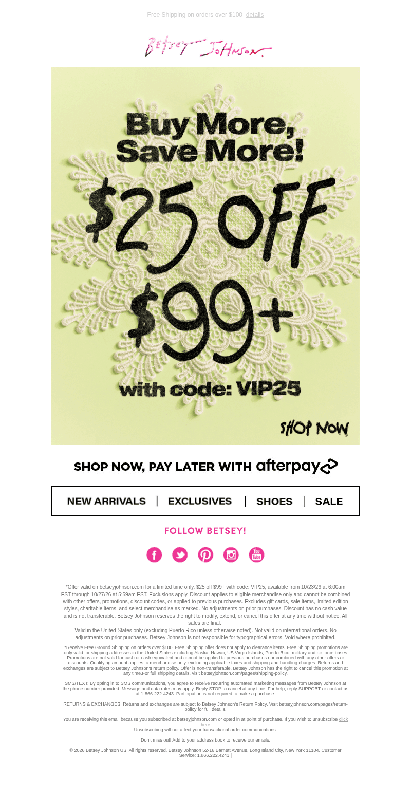Betsey Johnson email from Mon, Oct 26, 2026