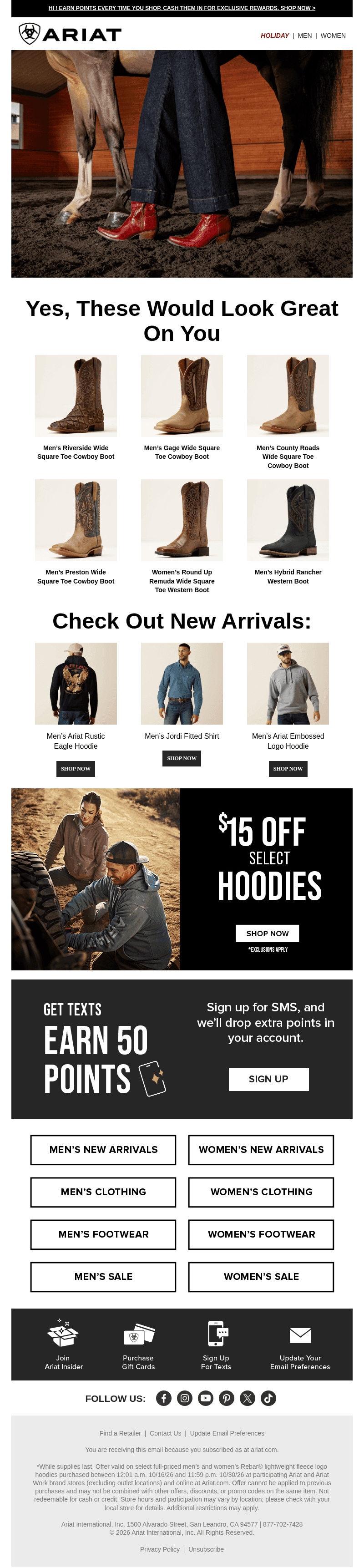Ariat International email from Mon, Oct 26, 2026