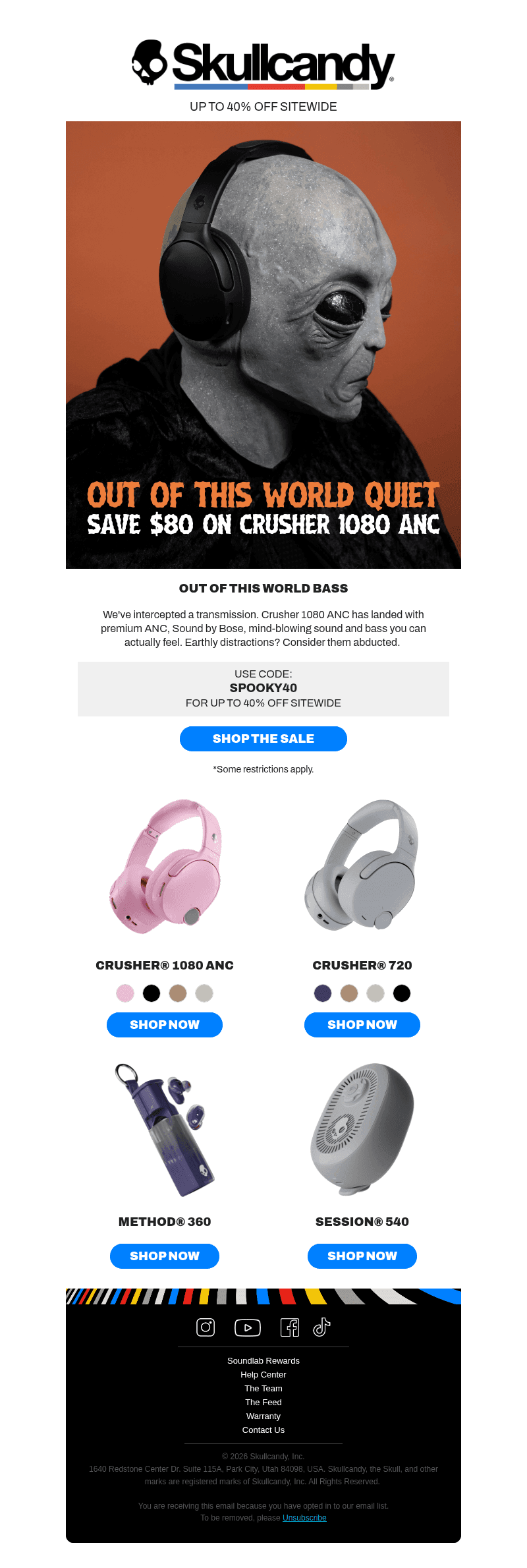 Skullcandy email from Mon, Oct 26, 2026