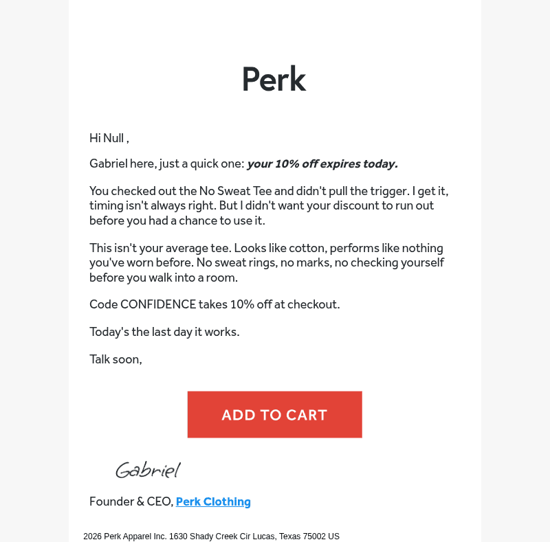 Perk email from Tue, Oct 27, 2026