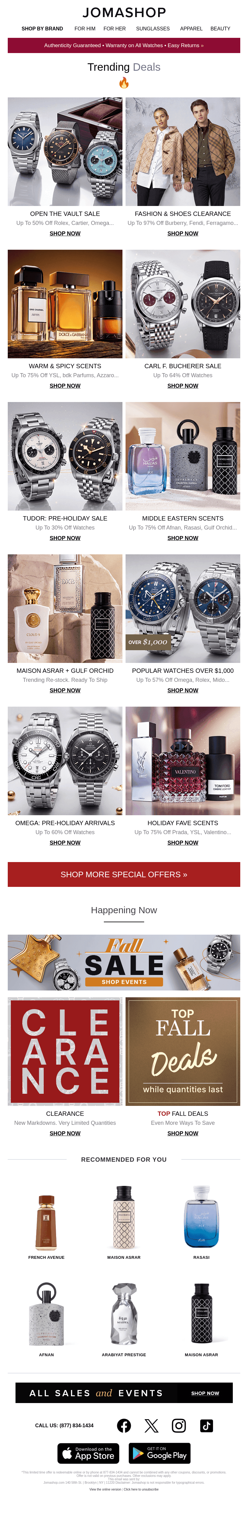 Jomashop email from Tue, Oct 27, 2026