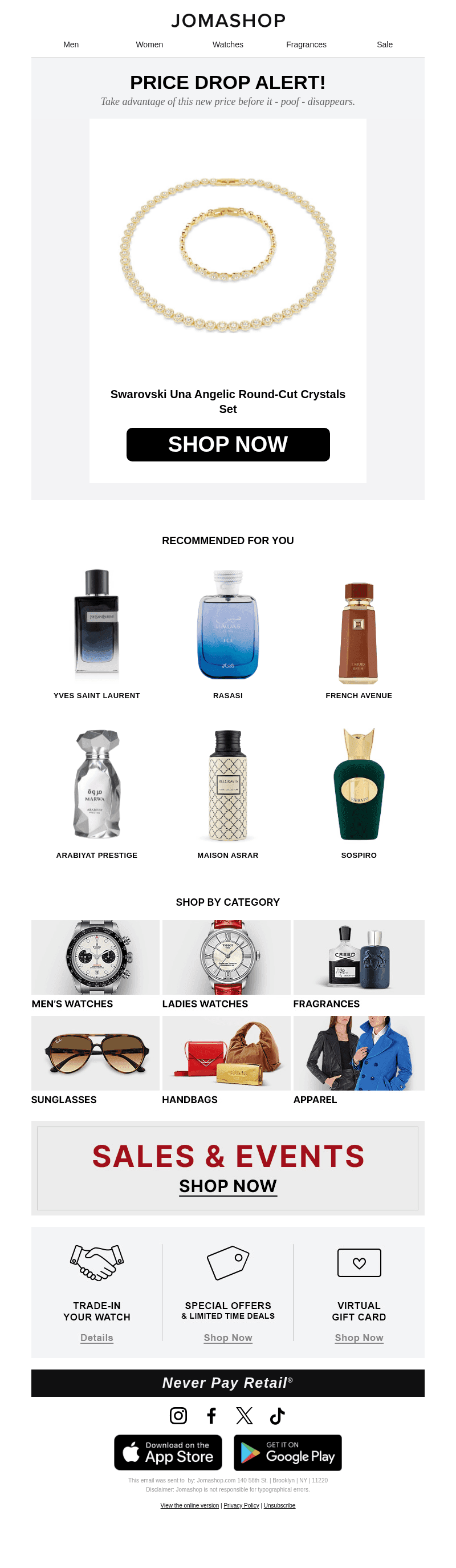 Jomashop email from Tue, Oct 27, 2026